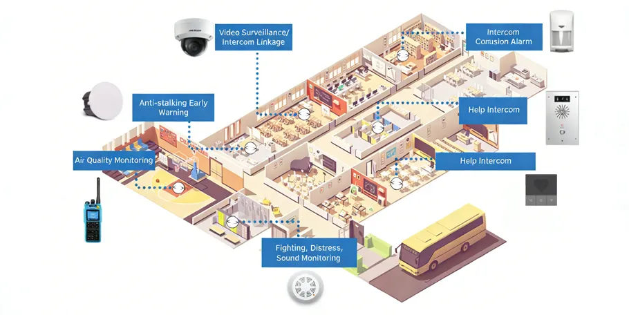 स्मार्ट कैंपस एकीकृत सेंसिंग और लिंकेज समाधान | Becke Telcom कैंपस सुरक्षा